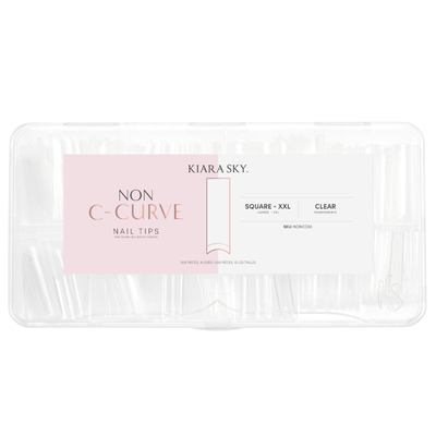 Kiara Sky Square Nail Tips (NON C-CURVE) XXL 500 Pcs Boxed - Clear