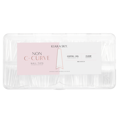 Kiara Sky Coffin Nail Tips (NON C-CURVE) XXL 500 Pcs Boxed - Clear