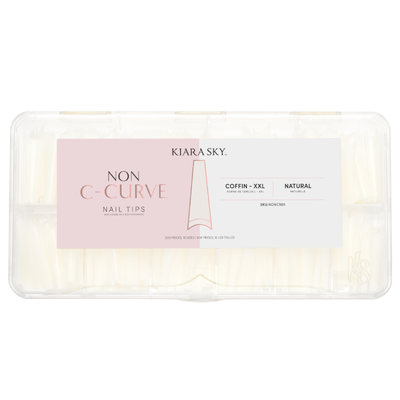 Kiara Sky Coffin Nail Tips (NON C-CURVE) XXL 500 Pcs Boxed - Natural