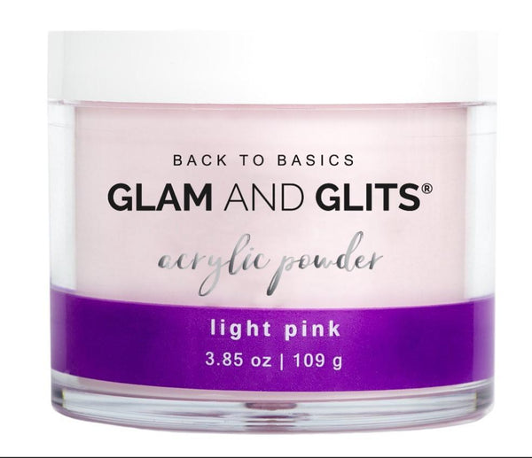 Glam and Glits Back to Basics Acrylic Powder - Light Pink 3.85oz/109g B2BLP38 