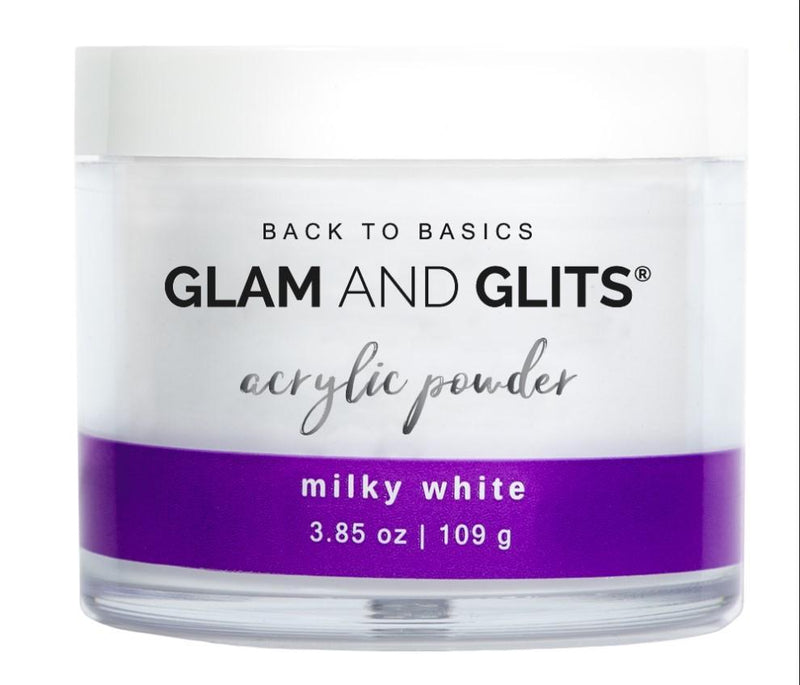 Glam and Glits Back to Basics Acrylic Powder - Milky White 3.85oz/109g B2BMW38 